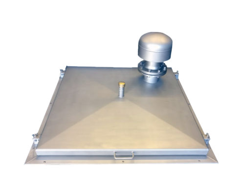 Schachtabdeckung überflutungssicher bis 2 m WS, mit hochwassersicherem Lüftungshut