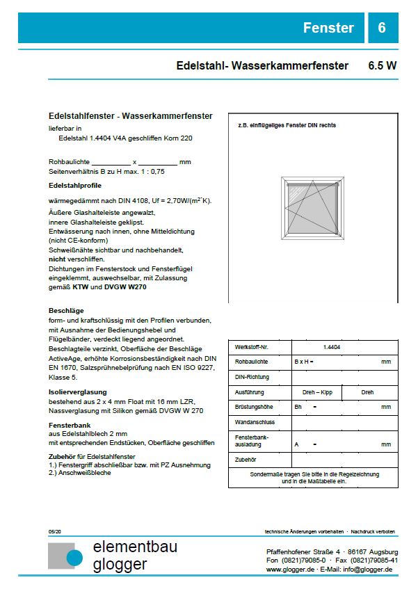 Edelstahl-Wasserkammertüre, einflügelig