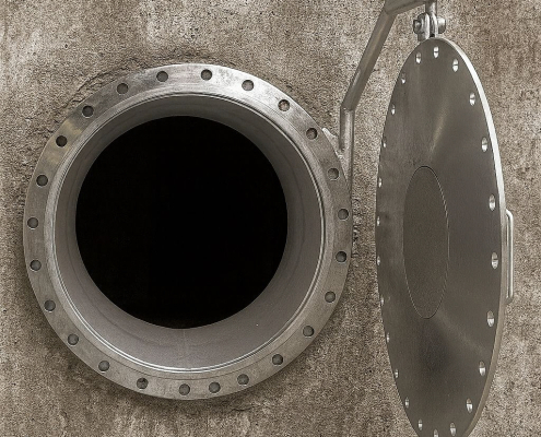 Mannloch mit aufschwenkbarem Deckel Mannloch mit aufschwenkbarem Deckel